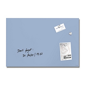 SIGEL Glas-Magnettafel Artverum, rahmenlos, freischwebend, inkl. 3 x Neodym-Magnete, B 600 x T 15 x H 400 mm, ESG, pastellblau-matt