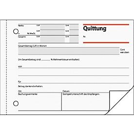 sigel® kwitanties met btw-certificaat QU625, A6 liggend, 2 x 50 vellen