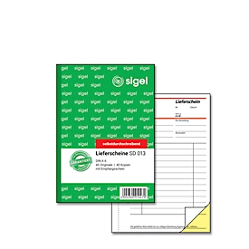 sigel® Lieferschein mit Empfangsschein SD 013, DIN A6 hoch, 2 x 40 Blatt, selbstdurchschreibend