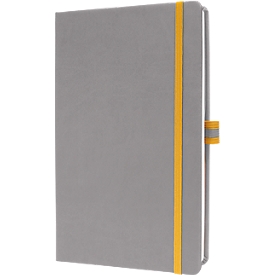Sigel notitieboek Linescape, 176 pagina's, DIN A5, 80 g/m², vierkant, elastiek, 2-kleurige pennenlus, lichtgrijs/geel