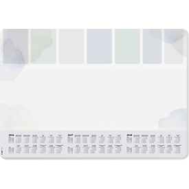 Sigel Papier-Schreibunterlage, Wochenplan, hellgrau/hellblau/hellgrün, ca. A2, Kalender 2026/2027/2028, DE/EN/FR/NL, 30 Blatt