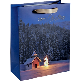 Sigel Pochette cadeau "Christmas Chapel", avec finition film, FSC Mix, L 260 x H 330 x P 120 mm, 5 pièces