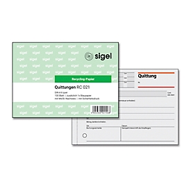 sigel® Quittung RC021, DIN A6 quer, 100 Blatt, Recyclingpapier mit Sicherheitsdruck