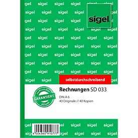 sigel® Rechnungsbuch SD033, DIN A6 hoch, 2 x 40 Blatt, selbstdurchschreibend