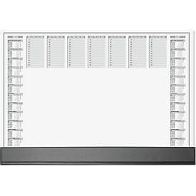 Sigel schrijfblok, weekindeling, grijs, ca. A2, kalender 2026/2027, DE/EN/FR/NL, zwarte beschermstrook, 40 vel
