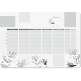 Sigel schrijfblok Weekplanner Nature, formaat ca. A2, 30 vel, kalender voor DE/EN/FR/NL, FSC®-kleefpapier, olijfgroen-wit