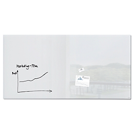 Sigel Tableau blanc en verre Artverum, brillant, super blanc, magnétique, 2000 x 1000 mm + 2 aimants SuperDym