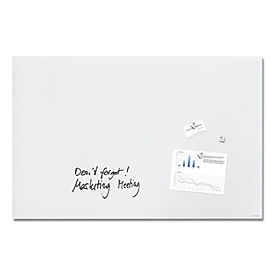 SIGEL Tableau blanc en verre Artverum, coins chanfreinés/polis, magnétique, incl. 3 x aimants néodyme, L 1000 x P 15 x H 650 mm, ESG, blanc mat