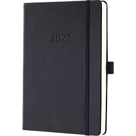 Sigel Tageskalender Conceptum 2027, A5, für 1 Jahr, 400 Seiten, 1 Tag/1 Seite, Stiftschlaufe, PU-Hardcover, schwarz