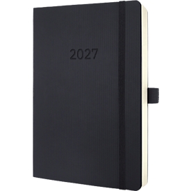 Sigel Tageskalender Conceptum 2027, A5, für 1 Jahr, 400 Seiten, 1 Tag/1 Seite, Stiftschlaufe, PU-Softcover, schwarz