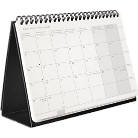 Sigel Tischquerkalender Conceptum 2027, A5, für 1 Jahr, 144 Seiten, 2 Seiten = unten Monat/oben Notizseite, Ringösenbindung, PU-Hardcover, schwarz