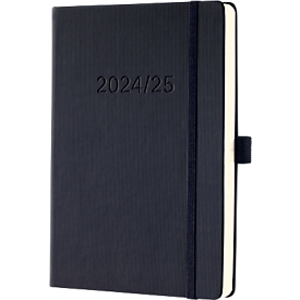 Sigel weekkalender Conceptum 2024/2025, A5, hardcover, 256 pagina's, met pennenlus en elastiek, B 148 x D 23 x H 213 mm, zwart