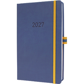 Sigel Wochenkalender Linescape 2027, A5, für 1 Jahr, Vertikal-Layout, 176 Seiten, 1 Woche/2 Seiten, Stiftschlaufe, PU-Hardcover, blau-gelb