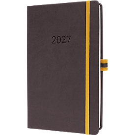 Sigel Wochenkalender Linescape 2027, A5, für 1 Jahr, Vertikal-Layout, 176 Seiten, 1 Woche/2 Seiten, Stiftschlaufe, PU-Hardcover, dunkelgrau-gelb