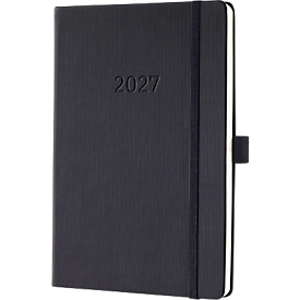 Sigel Wochennotizkalender Conceptum 2027, A5, für 1 Jahr, 192 Seiten, 2 Seiten = links Woche/rechts Notizseite, PU-Hardcover, schwarz