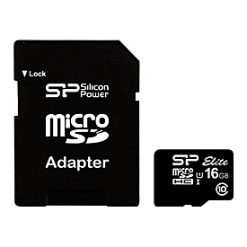 SILICON POWER Elite - Flash-Speicherkarte (microSDHC/SD-Adapter inbegriffen) - 16 GB - Class 10 - microSDHC UHS-I
