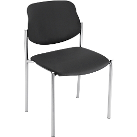 Silla apilable Styl, sin reposabrazos, cuero auténtico, negro, apilable hasta 6 unidades