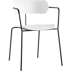 Silla BISTRO, tubo de acero/PP, div. colores, An 535 x P 545 x Al 760 mm, 4 unidades, blanco