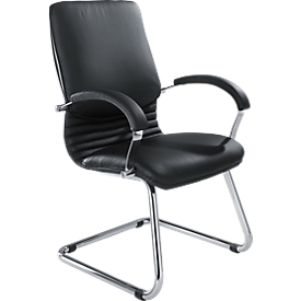 Silla cantilever Xeros, cuero, negro