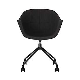 Silla con carcasa Gant, An 620 x P 575 x Al 850 mm, giratorio 360°, ruedas, acolchado, polipropileno y acero barnizado, ant./negro