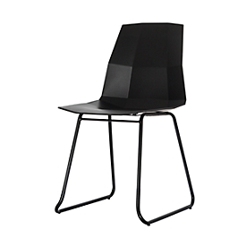 Silla con carcasa Paperflow CUBE, acero barnizado, carcasa de asiento plástico, altura del asiento 460 mm, juego de 2, negro