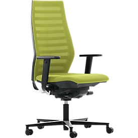 Silla de oficina R 12, con reposabrazos, armazón negro, verde