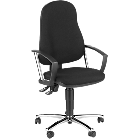 Silla de oficina Topstar POINT 60, mecanismo permanente, con reposabrazos, soporte lumbar, asiento contorneado, negro