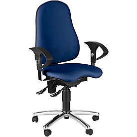 Silla de oficina Topstar SENSUM, contacto permanente, con reposabrazos, apoyo lumbar, asiento ortopédico 3D, azul