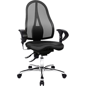 Silla de oficina Topstar SITNESS 15, contacto permanente, con apoyabrazos, respaldo de malla, asiento ortopédico Fitness negro