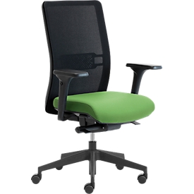Silla de oficina WIKI, con reposabrazos, respaldo de malla, estructura de plástico, verde
