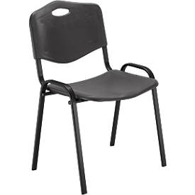 Silla de visita NowyStyl, H 470 mm x A 460 mm x P 410 mm, de plástico, con armazón de acero, pies antirayaduras, apilable, negro-antracita