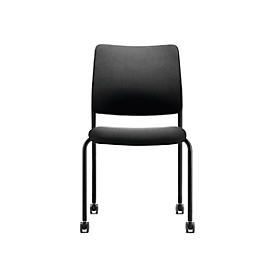 Silla de visita to-sync met mesh, sin reposabrazos, asiento tapizado, con ruedas, negra