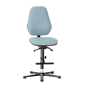 Silla giratoria de laboratorio Basic, con estribo, tapizado tela, Duotec gris