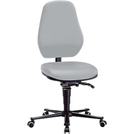 Silla giratoria de laboratorio Basic, con ruedas, cuero sintético, Stamskin Top gris