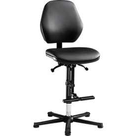 Silla giratoria de laboratorio LEANOS 9131, cuero sintético, negro