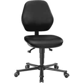 Silla giratoria de laboratorio LEANOS 9133, cuero sintético, negro