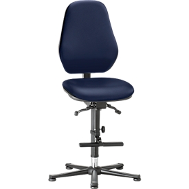 Silla giratoria de laboratorio LEANOS 9136, cuero sintético, azul