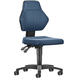 Silla giratoria de trabajo Allrounder, sin reposabrazos, contacto permanente, con ruedas, cuero sintético, azul