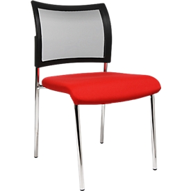 Silla para visitas, 4 patas, malla, sin reposabrazos, juego de 2, rojo