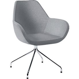 Silla para visitas KONSIT, patas estilo araña, tejido gris claro