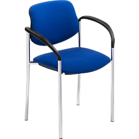 Silla para visitas Styl, azul, cromado, apilable hasta 6 unidades