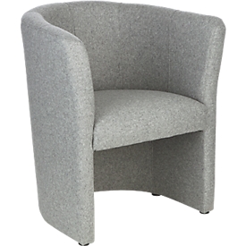 Sillón lounge tapizado Nowy Styl CLUB, tapizado completo, con deslizadores, gris claro