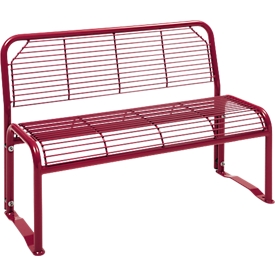 Sitzbank, 2-Sitzer, mit Gitternetz, für Aussenbereich, weinrot (RAL 3005)
