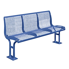 Sitzbank Essen, mit Rückenlehne, 3 Sitzplätze, mit Flansch, in RAL Farben, violettblau