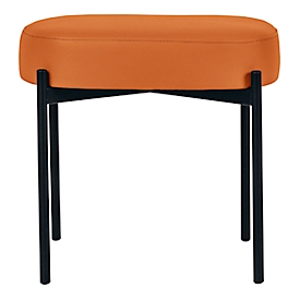Sitzbank meet by Paperflow GAIA, oval S, desinfektionsmittelbeständiger Kunstlederbezug orange, 4-Fußgestell mattschwarz, B 490 x T 380 x H 455 mm