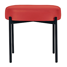 Sitzbank meet® by Paperflow GAIA, oval S, desinfektionsmittelbeständiger Kunstlederbezug rot, 4-Fussgestell mattschwarz, B 490 x T 380 x H 455 mm