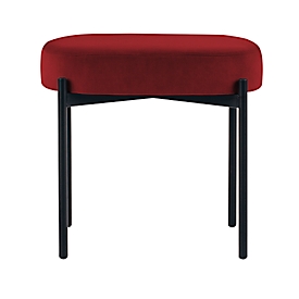 Sitzbank meet® by Paperflow GAIA, oval S, Samtbezug rot, 4-Fussgestell mattschwarz, B 490 x T 380 x H 455 mm