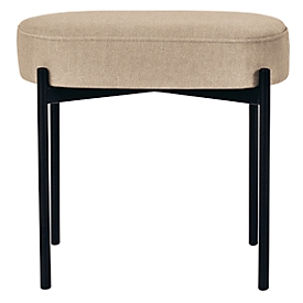 Sitzbank meet by Paperflow GAIA, oval S, Stoffbezug elfenbeinfarben, 4-Fußgestell mattschwarz, B 490 x T 380 x H 455 mm