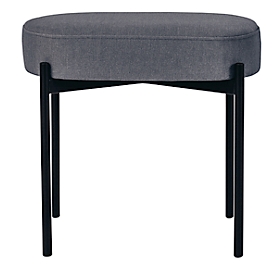 Sitzbank meet® by Paperflow GAIA, oval S, Stoffbezug mausgrau, 4-Fußgestell mattschwarz, B 490 x T 380 x H 455 mm