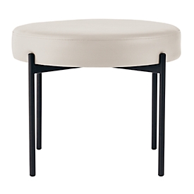 Sitzbank meet by Paperflow GAIA, rund, desinfektionsmittelbeständiger Kunstlederbezug weiss, 4-Fussgestell mattschwarz, B 575 x T 575 x H 455 mm